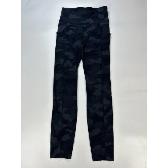 Lululemon Legging 4 Fast Free HR Tight Br Nulux 365 Camo Deep Coal Pocket Flaw - Picture 1 of 10